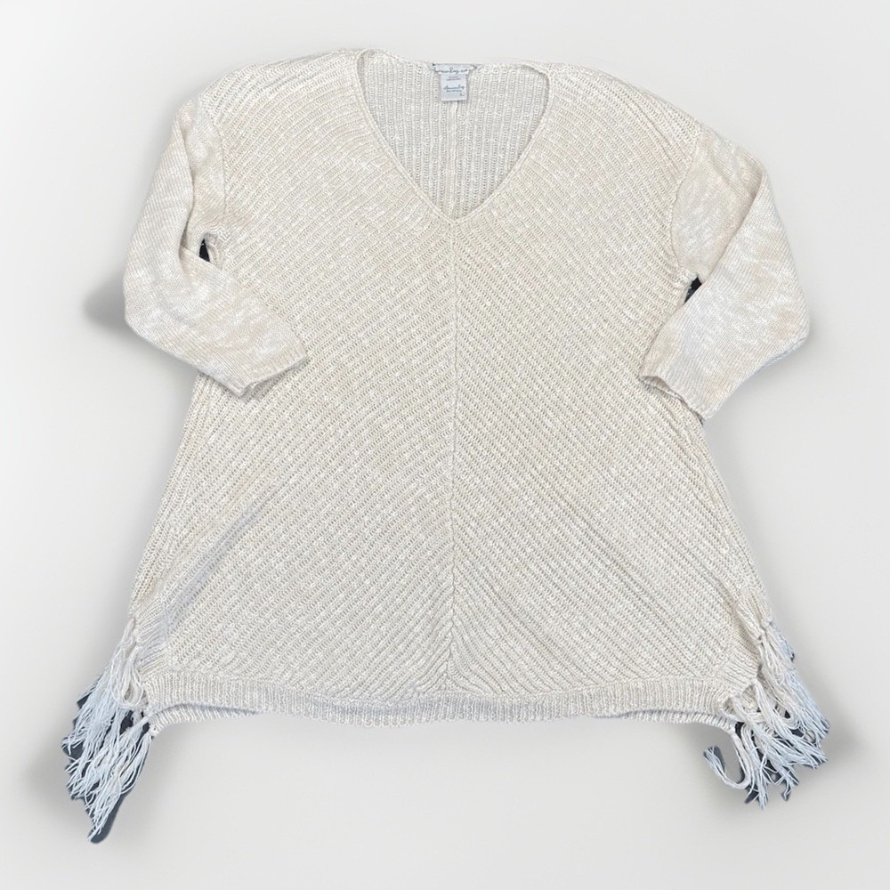 American Rag Tunic Sweater Top Womens L Cream Coastal Grandmother Resortwear